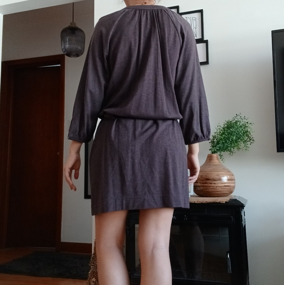 SOLD 5/30 🔮Taupe Belted Drop-Waist Dress - Picture 6 of 13